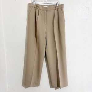 Abercrombie & Fitch Sloane Tailored Wide Leg Trouser Pant in Khaki Beige‎ Tan